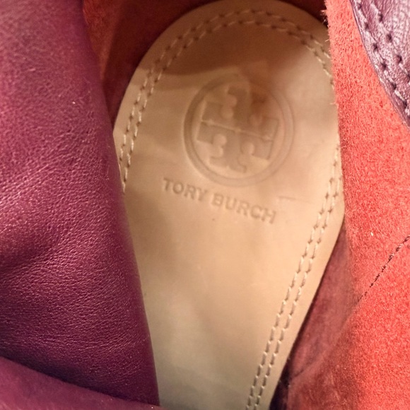 Tory Burch Deep Red Suede Heeled Boots - Picture 3 of 8